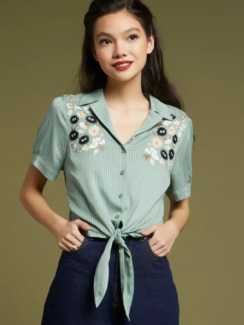 Her Universe Studio Ghibli Soot Sprite Button Up, Size S